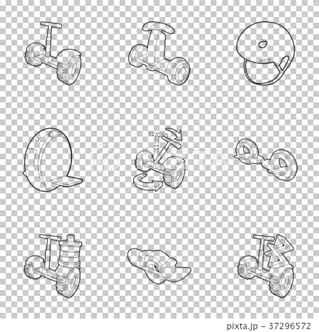 Segway icons set, outline style 37296572