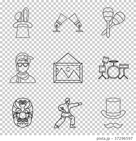 Screen icons set, outline style Screen icons set, outline style 37296597