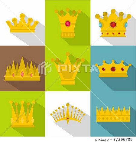 Imperial crown icon set, flat style Imperial crown icon set, flat style 37296709