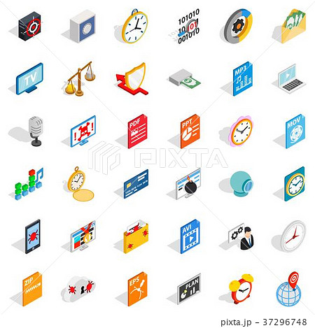 Movie icons set, isometric style 37296748