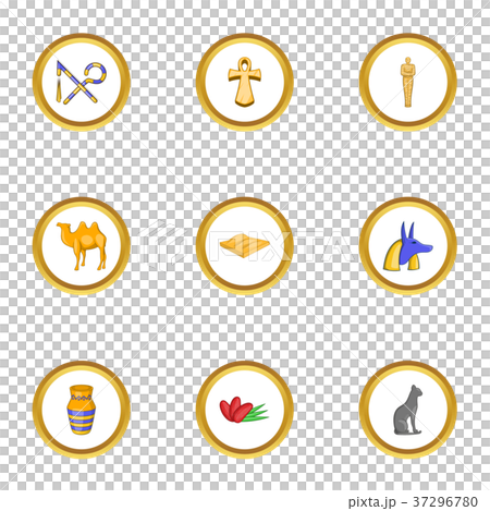 Egyptian pyramid icons set, cartoon style Egyptian pyramid icons set, cartoon style 37296780