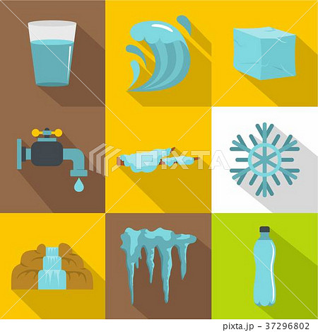 Water condition icon set, flat style Water condition icon set, flat style 37296802