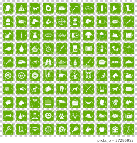 100 dog icons set grunge green 100 dog icons set grunge green 37296952