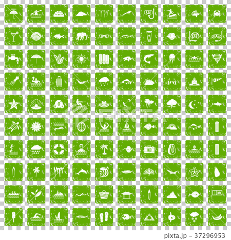 100 diving icons set grunge green 37296953