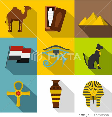 Ancient Egypt icon set, flat style 37296990