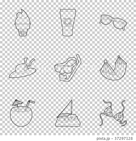Water recreation icons set, outline style - Stock Illustration ...