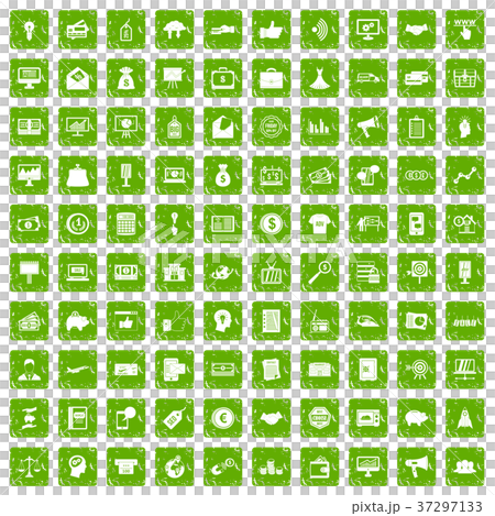 100 e-commerce icons set grunge green 37297133