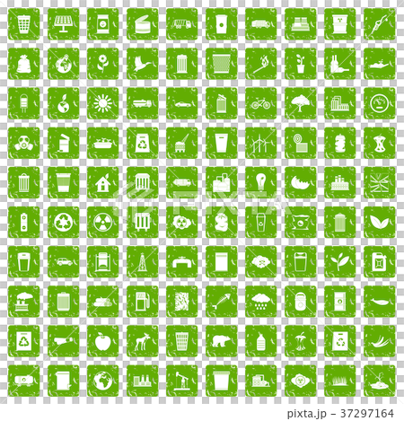 100 ecology icons set grunge green 100 ecology icons set grunge green 37297164