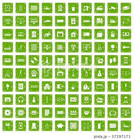 100 appliances icons set grunge green 100 appliances icons set grunge green 37297171