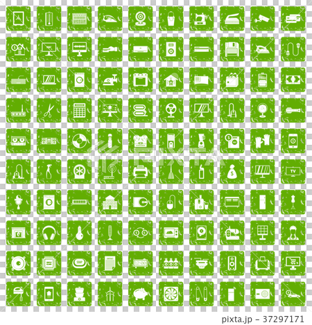 100 appliances icons set grunge green 100 appliances icons set grunge green 37297171