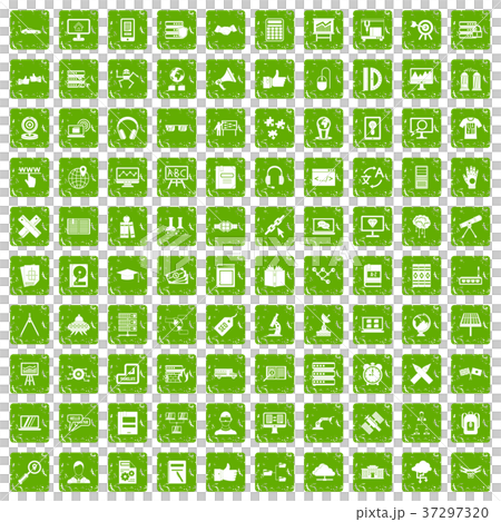 100 education technology icons set grunge green 37297320