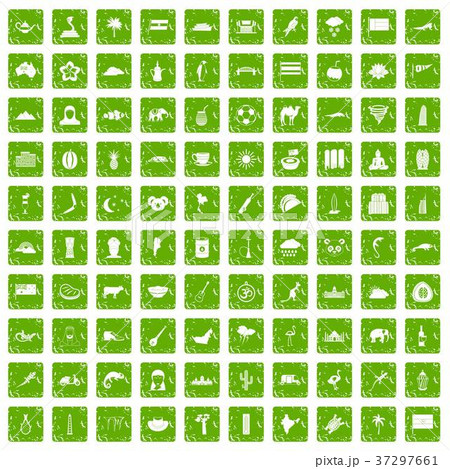 100 exotic animals icons set grunge green 100 exotic animals icons set grunge green 37297661