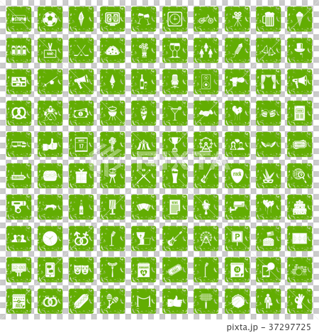 100 events icons set grunge green 37297725