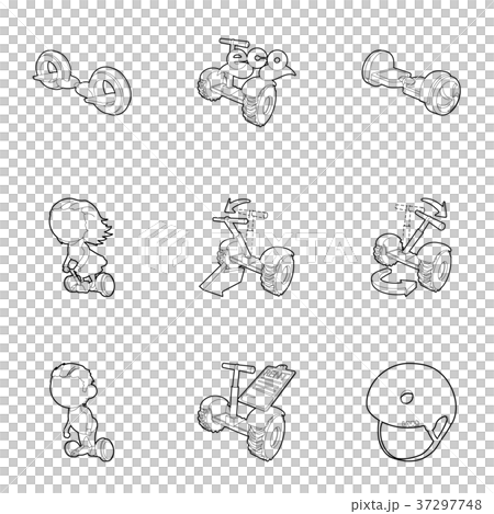 Balancing scooter icons set, outline style Balancing scooter icons set, outline style 37297748