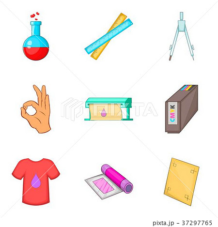 Dyeing icons set, cartoon style Dyeing icons set, cartoon style 37297765