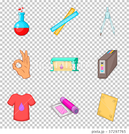 Dyeing icons set, cartoon style Dyeing icons set, cartoon style 37297765