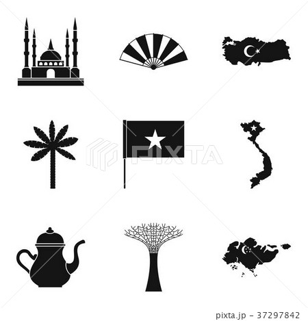 Muslim icons set, simple style 37297842