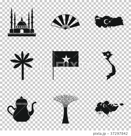 Muslim icons set, simple style 37297842