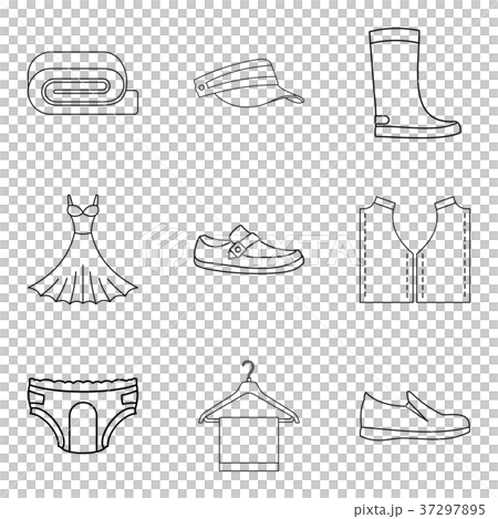 Fashion clothes icon set, outline style - Stock Illustration [37297895 ...