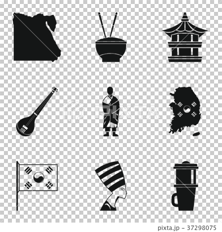 Temple icons set, simple style 37298075