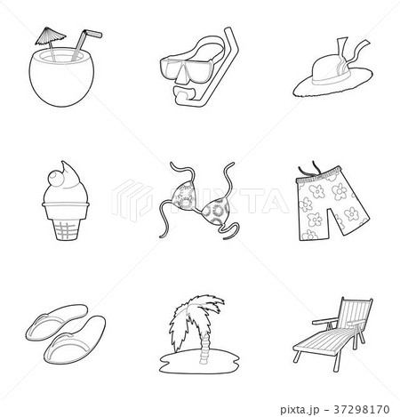 Summer vacation icons set, outline style Summer vacation icons set, outline style 37298170