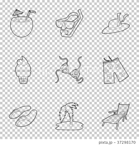 Summer vacation icons set, outline style Summer vacation icons set, outline style 37298170