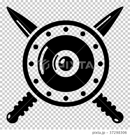 Medieval shield and swords icon, simple style Medieval shield and swords icon, simple style 37298306