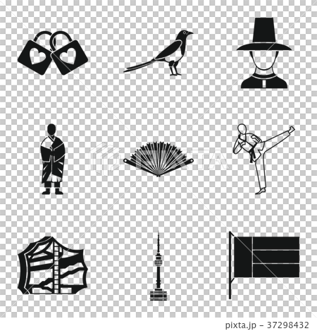 Asian country icons set, simple style 37298432