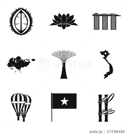 Interesting place icons set, simple style 37298480