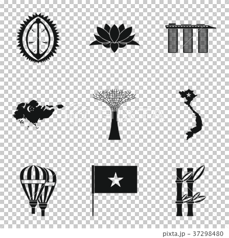 Interesting place icons set, simple style 37298480