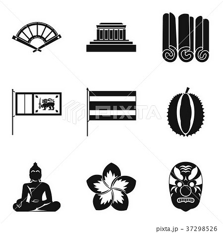 Buddhism icons set, simple style 37298526