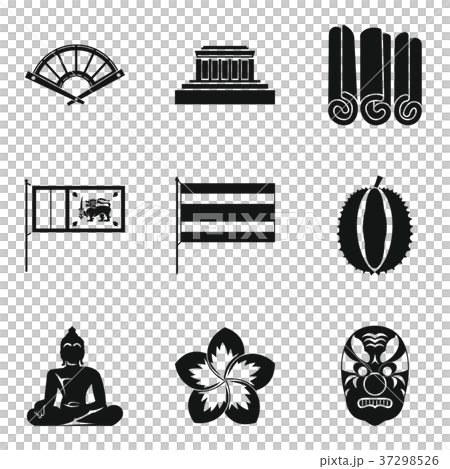 Buddhism icons set, simple style 37298526