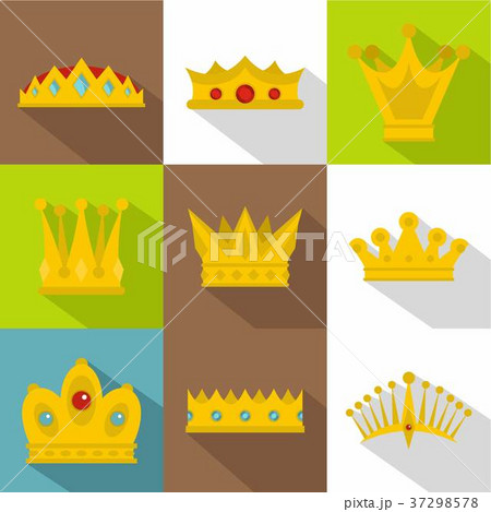 Royal crown icon set, flat style Royal crown icon set, flat style 37298578