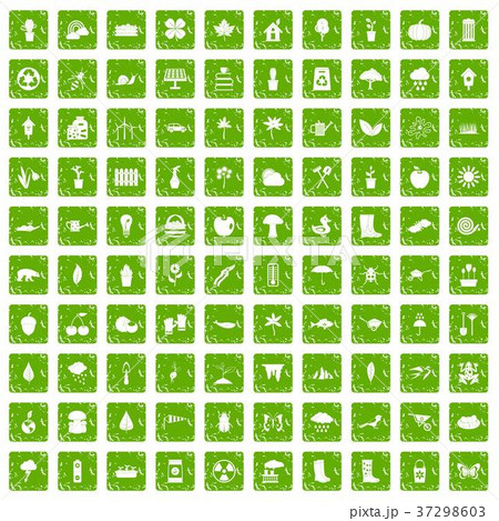 100 garden stuff icons set grunge green 100 garden stuff icons set grunge green 37298603