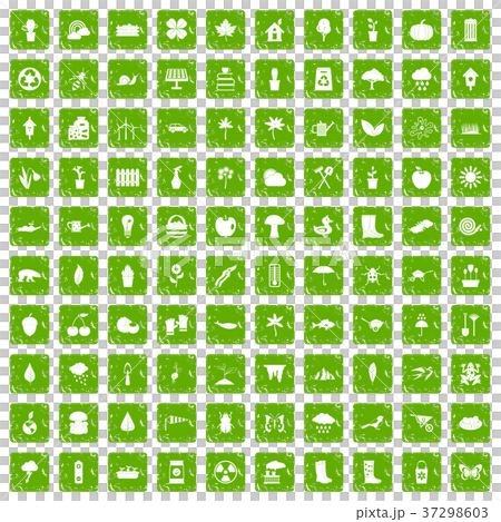 100 garden stuff icons set grunge green 100 garden stuff icons set grunge green 37298603