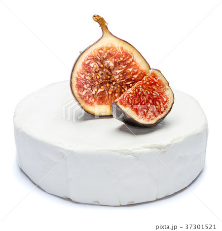 Round brie or camambert cheese on a white 37301521