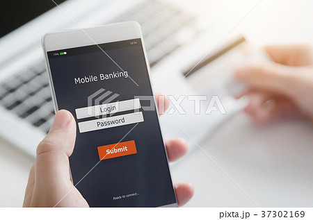 Login to mobile banking account on smart phone 37302169