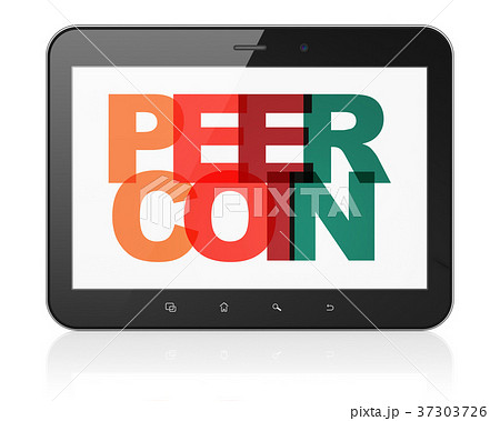 Blockchain concept: Tablet Computer with Peercoin 37303726