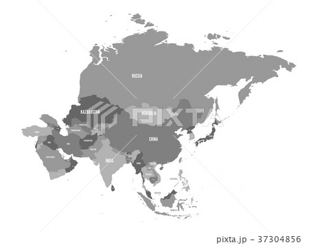 Political map of Asia continent in shades of grey Political map of Asia continent in shades of grey 37304856