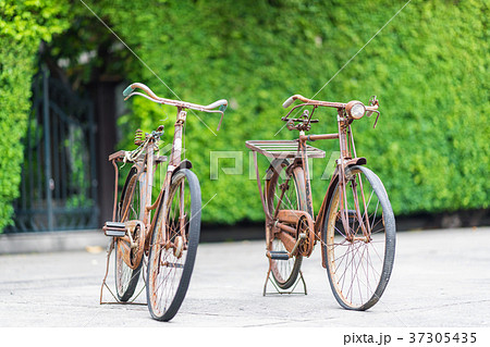 Century bicycle in the green garden park. 37305435