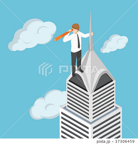 Businessman looking through spyglass. Businessman looking through spyglass. 37306459