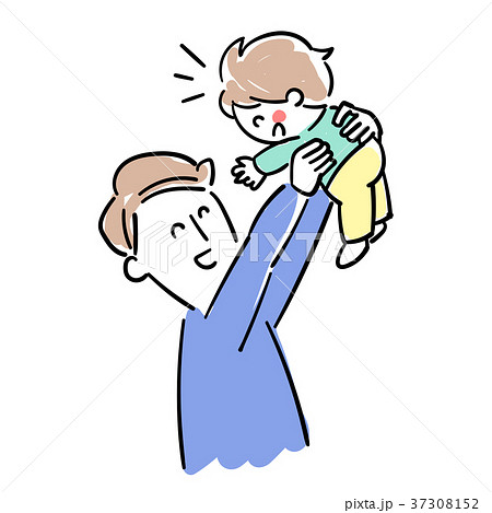 Baby And Child Care Dad S Doing Up Up Highのイラスト素材