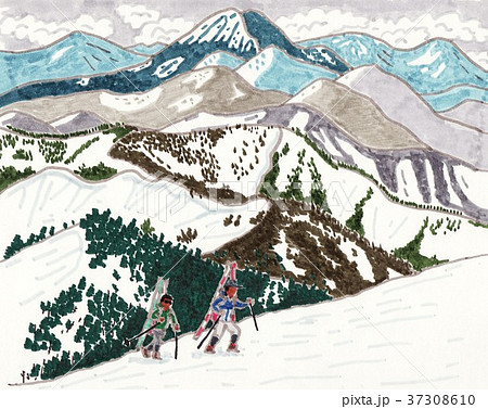 会津駒ヶ岳山スキー　燧ヶ岳遠景 37308610