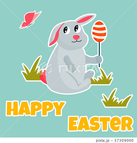 Holiday bright design with cute Easter rabbit 37309000