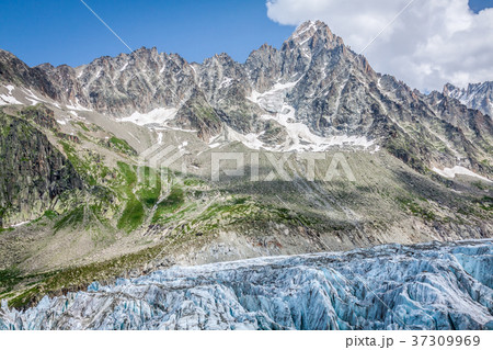 View on Argentiere glacier. Hiking to Argentiere 37309969