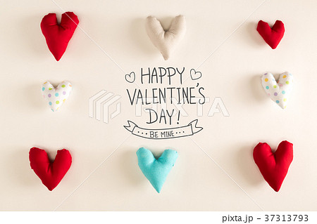 Valentine's Day message with blue heart cushions 37313793