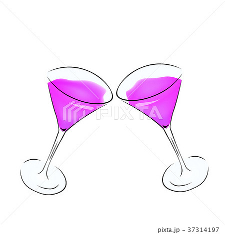 お酒のイラスト カクテル 乾杯 光 影あり ピンクのイラスト素材