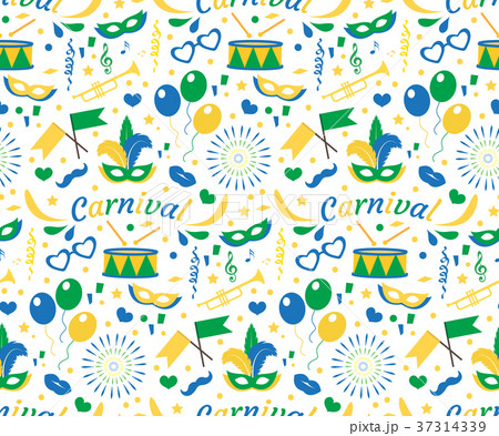 Brazilian Carnival seamless pattern with mask Brazilian Carnival seamless pattern with mask 37314339