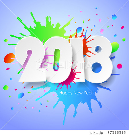 Design happy new year 2018  greeting card.  37316516