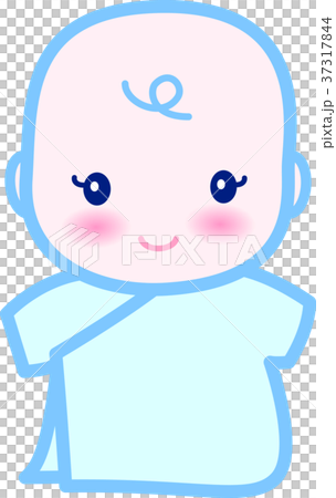 赤ちゃん　かわいい　ブルー　0歳児 37317844